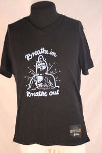 Breathe In...Breathe Out...Buddha Upcycled 100% Organic Cotton Black Tee Shirt